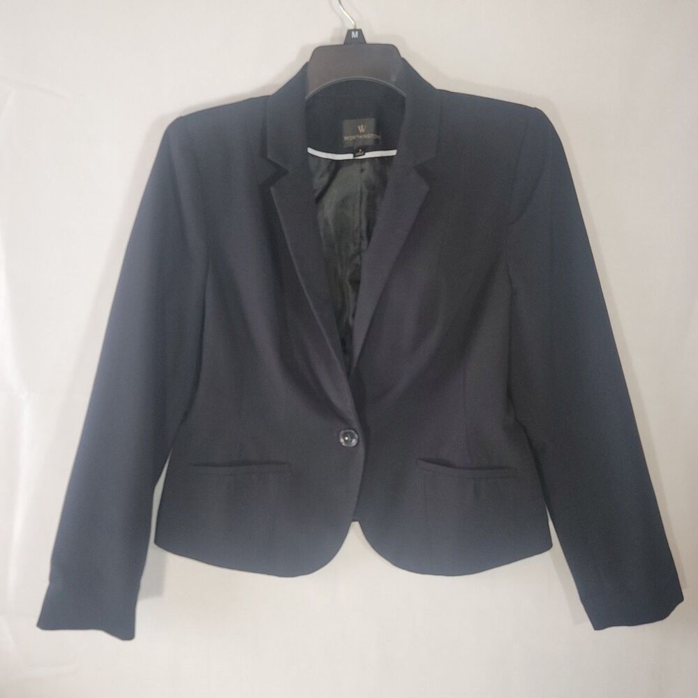 Worthington Black Single-breasted Regular Fit Suit Blazer Short Jacket Size L